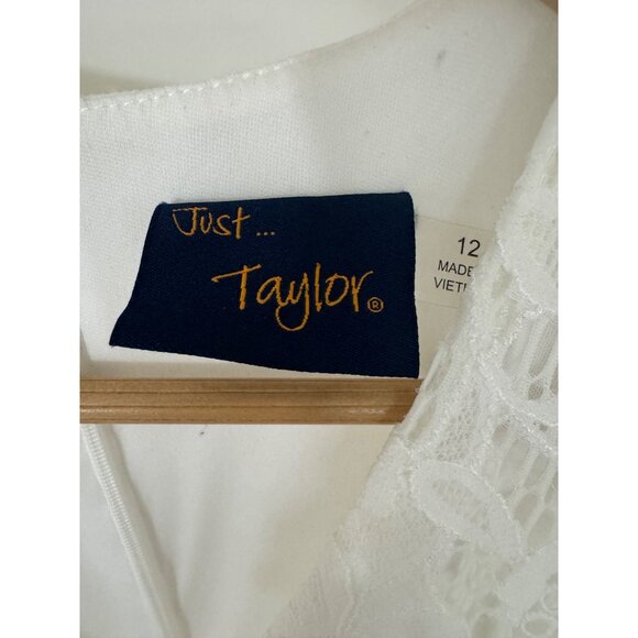 Just Taylor White Lace Handkerchief Hem Midi Dress Size 12 Wedding Bride Mother - Picture 4 of 7